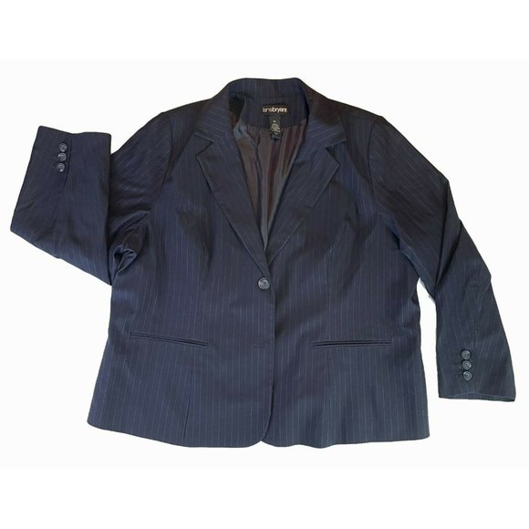 Women's Navy Blue Business Career Jacket Lane Bryant Size 28 Top Long Sleeves - Picture 1 of 5